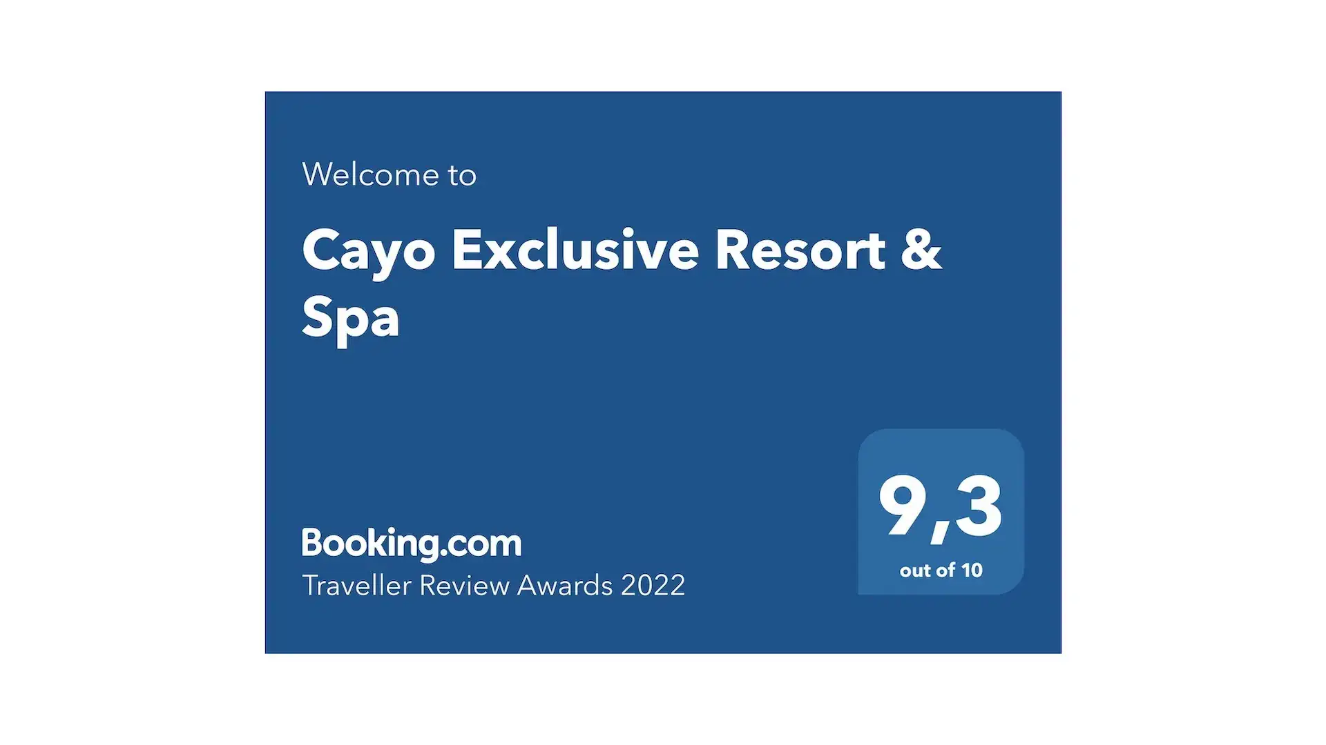 Cayo wins Booking.com 2022 Traveler Review Award.